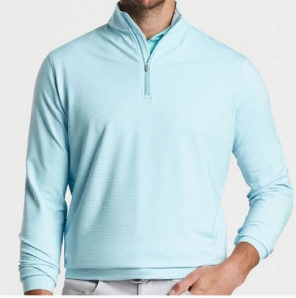 Peter Millar Perth Sugar Stripe Performance Quarter-Zip L+XL NWT - Picture 2 of 5